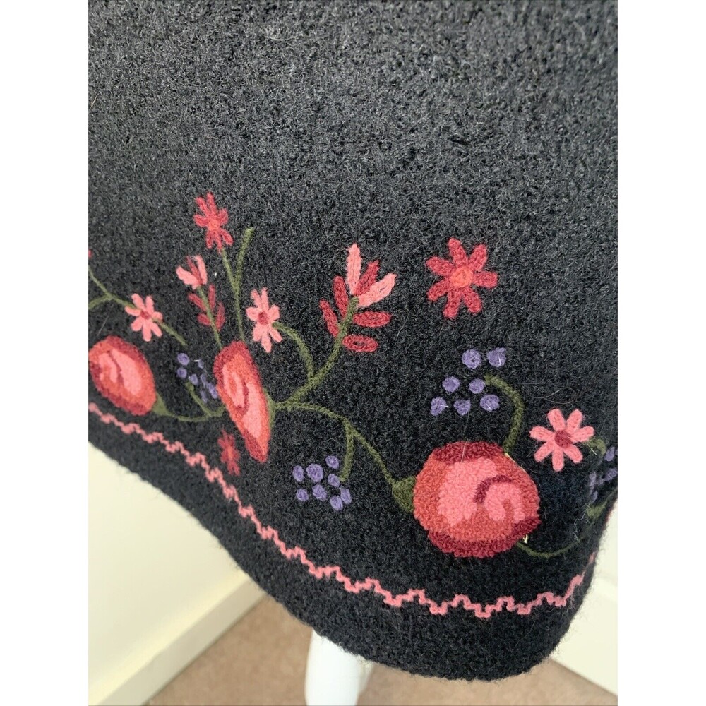 Carole Little 100%Wool Flower Embroidered Sweater Open Front Jacket Size Medium - Picture 6 of 16